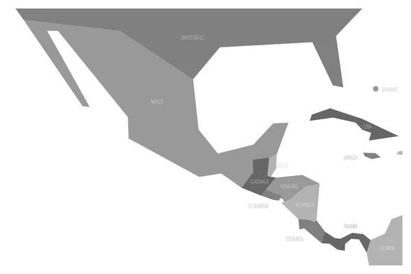 멕시코와 중앙 Amercia의 정치 지도입니다. 회색의 4 개의 그늘에서 Simlified 구조 평면 벡터 지도 — 스톡 벡터