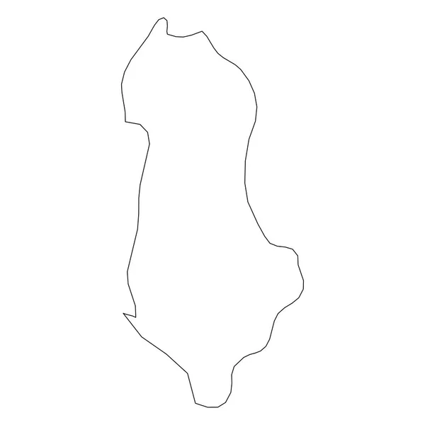 Albania - solido contorno nero mappa di confine dell'area del paese. Semplice illustrazione vettoriale piatta — Vettoriale Stock