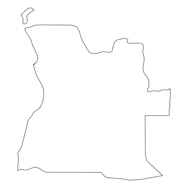 Angola - contorno negro sólido mapa fronterizo de la zona del país. Ilustración simple vector plano — Archivo Imágenes Vectoriales