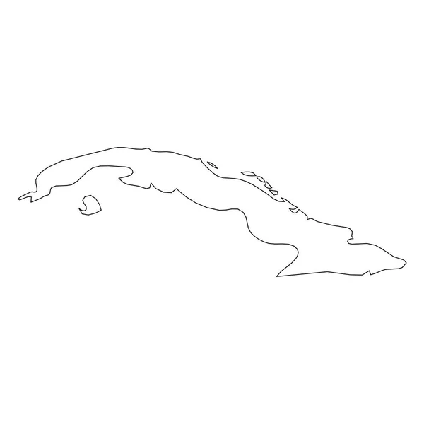 Κούβα - συμπαγής χάρτης συνόρων μαύρο περίγραμμα της περιοχής της χώρας. Απλή επίπεδη διανυσματική απεικόνιση — Διανυσματικό Αρχείο