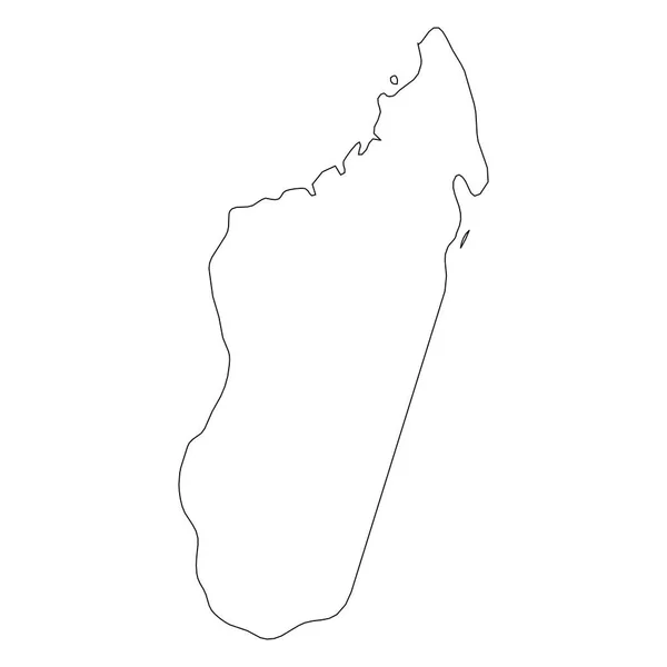 Madagascar - contorno negro sólido mapa fronterizo de la zona del país. Ilustración simple vector plano — Vector de stock