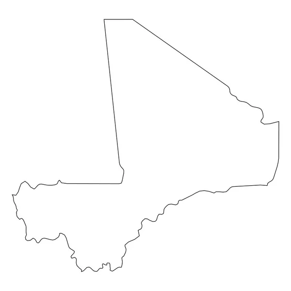 Mali - mapa de fronteira de contorno preto sólido da área do país. Ilustração simples do vetor plano — Vetor de Stock