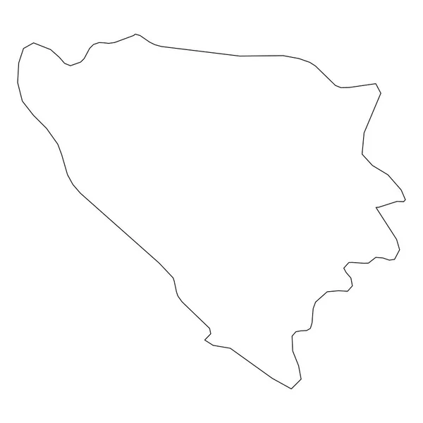 Bosnia y Herzegovina - contorno negro sólido mapa fronterizo de la zona del país. Ilustración simple vector plano — Archivo Imágenes Vectoriales