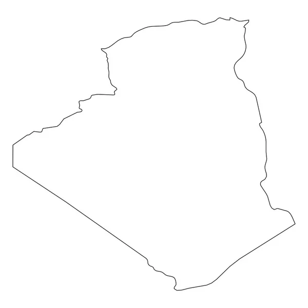 Argelia - contorno negro sólido mapa fronterizo de la zona del país. Ilustración simple vector plano — Archivo Imágenes Vectoriales