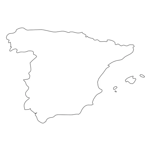 Spanien - solid svart kontur gränskarta över landområdet. Enkel platt vektor illustration — Stock vektor