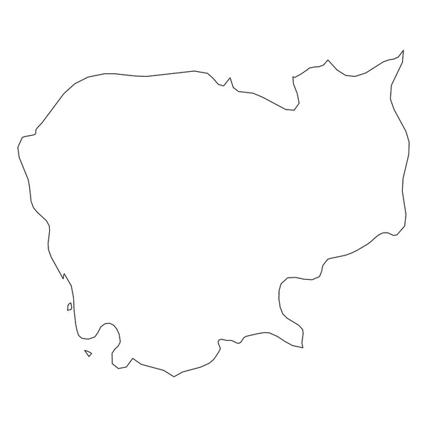 カンボジア-国の固体黒アウトライン国境地図エリア。シンプルなフラットベクトルイラスト — ストックベクタ