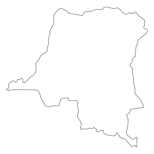 République démocratique du Congo - contour noir solide carte frontalière de la région du pays. Illustration vectorielle plate simple — Image vectorielle