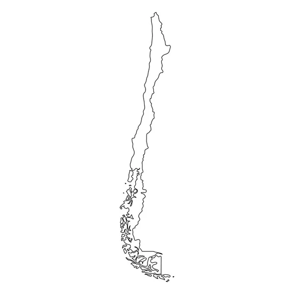 Cile - solida mappa nera di confine dell'area del paese. Semplice illustrazione vettoriale piatta — Vettoriale Stock