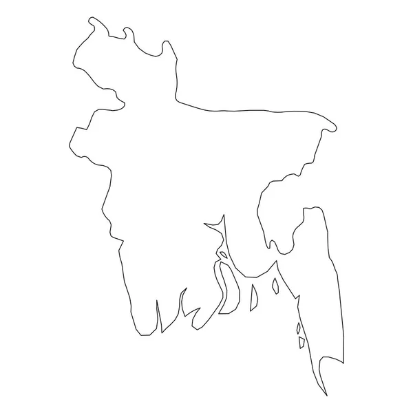 Bangladesh - mapa de contorno de fronteira preto sólido da área do país. Ilustração simples do vetor plano — Vetor de Stock