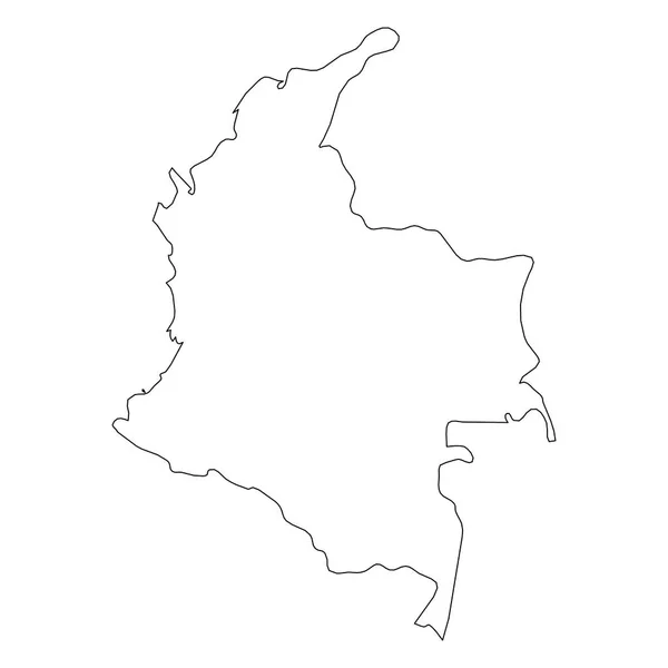Colombia - contorno negro sólido mapa fronterizo de la zona del país. Ilustración simple vector plano — Archivo Imágenes Vectoriales