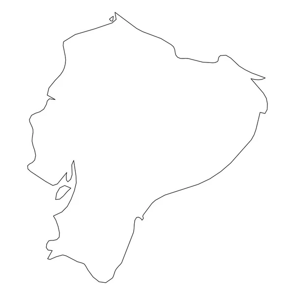 Ecuador - contorno negro sólido mapa fronterizo de la zona del país. Ilustración simple vector plano — Vector de stock