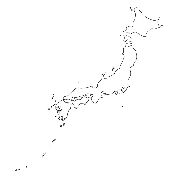 Jepang - Peta batas garis hitam padat dari wilayah negara tersebut. Ilustrasi vektor rata sederhana - Stok Vektor
