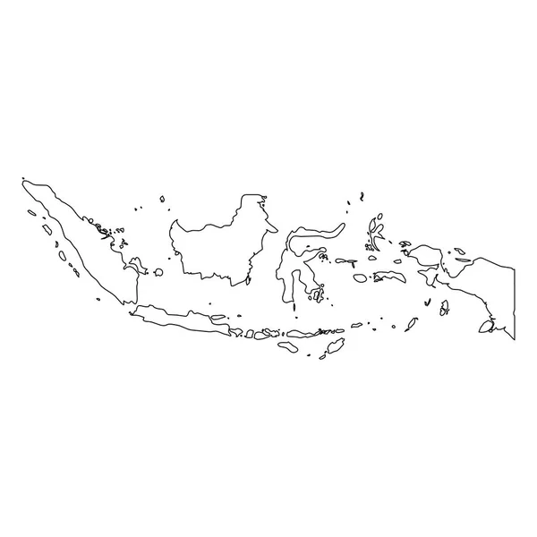 Indonesia - solido contorno nero mappa di confine dell'area del paese. Semplice illustrazione vettoriale piatta — Vettoriale Stock