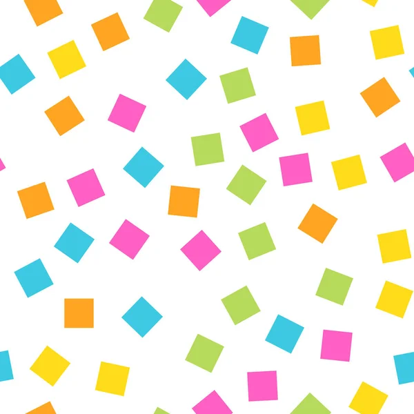 Nahtlose abstrakte geometrische Muster von Quadraten in zufälliger Reihenfolge. Lustig, fröhlich und kinderfreundlich. einfache flache Vektordarstellung — Stockvektor