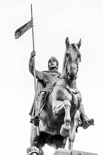 Detailansicht der Statue des Heiligen Wenzel, Wenzelsplatz, Prag. — Stockfoto