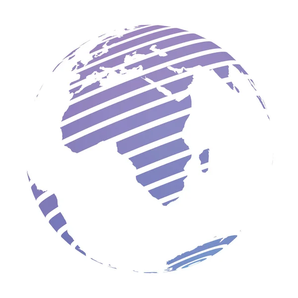 Σφαίρα της γης με μπλε ριγέ παγκόσμιο χάρτη γης επικεντρώθηκε στην Αφρική. 3D απεικόνιση του διανύσματος — Διανυσματικό Αρχείο