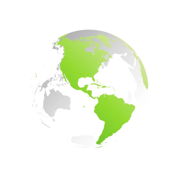 Τρισδιάστατη υδρόγειο για τον πλανήτη γη. Διαφανή σφαίρα με πράσινη γη σιλουέτες. Επικεντρώθηκε στην ΑΜΕΡΙΚΗ — Διανυσματικό Αρχείο