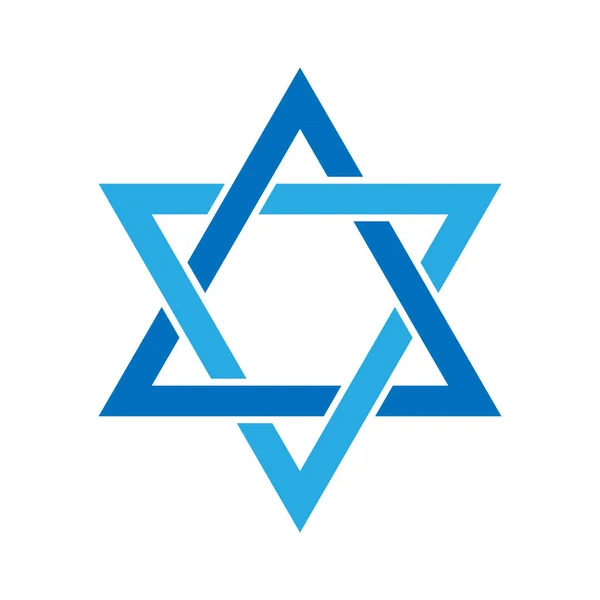 Davidsstjärnan. Hexagram tecken. Symbolen för judisk identitet och judendomen. Enkel platta blå illustration — Stock vektor