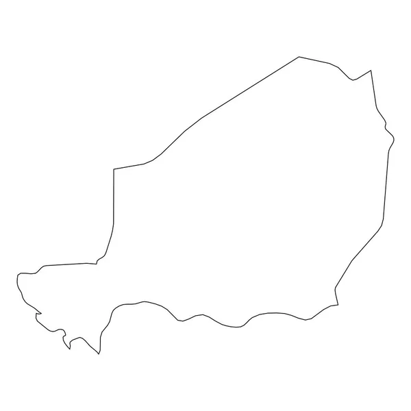 Niger - solid black outline border map of country area. Простая плоская векторная иллюстрация — стоковый вектор