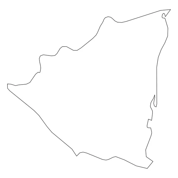 Nicaragua - contorno negro sólido mapa fronterizo de la zona del país. Ilustración simple vector plano — Vector de stock