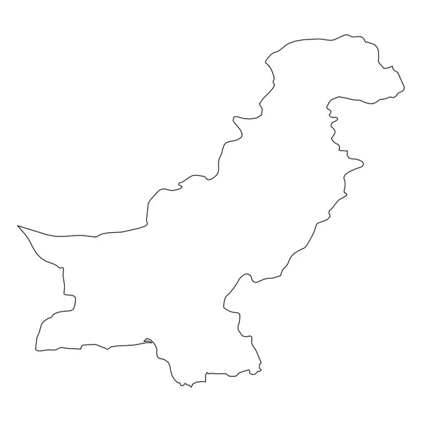 Pakistan - katı siyah anahat sınır ülke alanın haritası. Basit düz vektör çizim — Stok Vektör