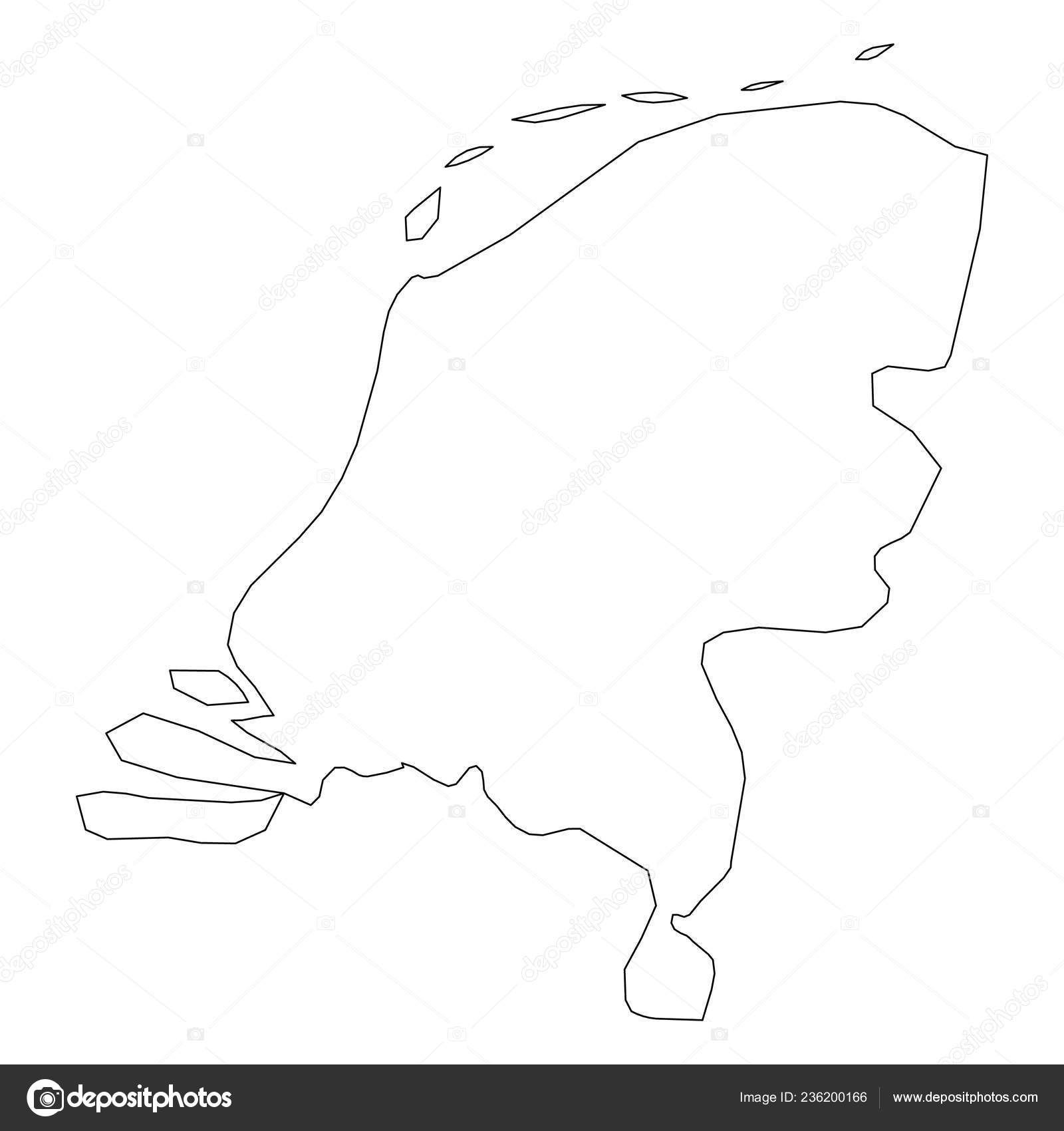 Netherlands Holland Solid Black Outline Border Map Of Country Area Simple Flat Vector Illustration Vector Image By C Pyty Vector Stock 236200166