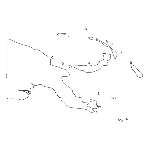 Papúa Nueva Guinea - contorno negro sólido mapa fronterizo de la zona del país. Ilustración simple vector plano — Vector de stock
