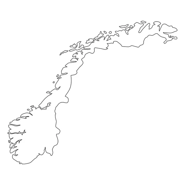 Norwegia - stałe czarnym konturem granicy mapę obszaru kraju. Ilustracja wektorowa płaskie proste — Wektor stockowy
