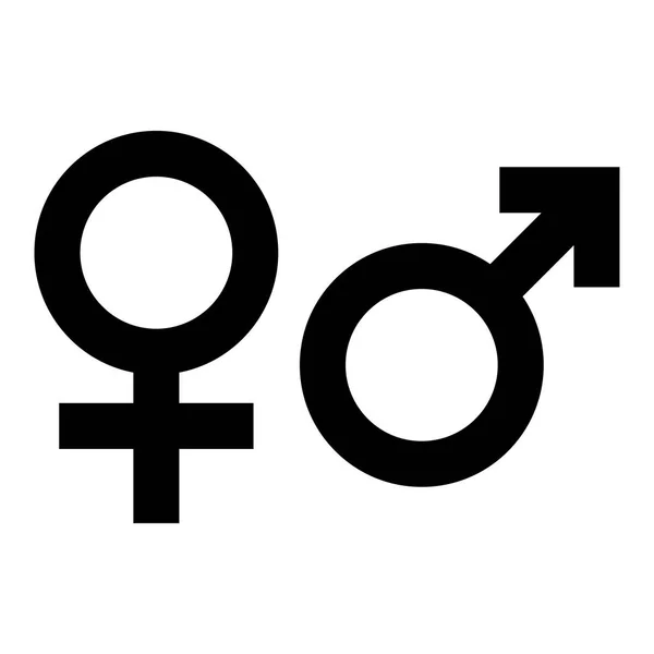 남성과 여성의 성별 기호입니다. 간단한 블랙 플랫 아이콘으로 흰색 배경입니다. 벡터 일러스트 레이 션 — 스톡 벡터