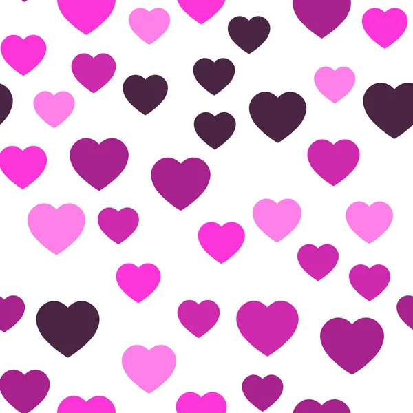 Corazones rosados patrón sin costuras. Fondo de corazones dispersos al azar. Amor o San Valentín tema. Ilustración vectorial — Archivo Imágenes Vectoriales
