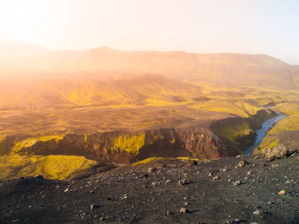 Landschap Rond Markarfljotsgljufur Gorge Met Wilde Markarfljot Rivier Deel Van — Stockfoto