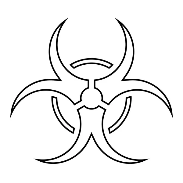 Біогазовий знак обережності. Символ небезпеки, спричинений біологічними мікроорганізмами, вірусом або токсином. Проста плоска векторна ілюстрація в білому з чорним контуром — стоковий вектор