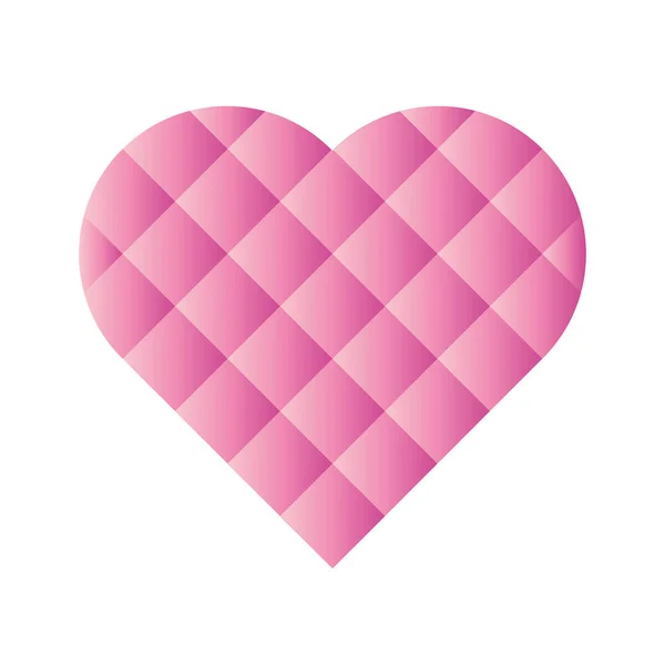 Cuore mosaico di piastrelle quadrate con sfumature rosa. Simbolo d'amore. Illustrazione vettoriale — Vettoriale Stock