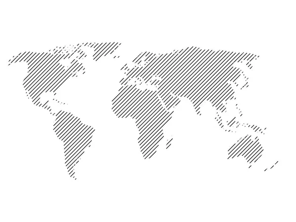 Carte hantée du monde. Illustration vectorielle design rayé sur fond blanc — Image vectorielle