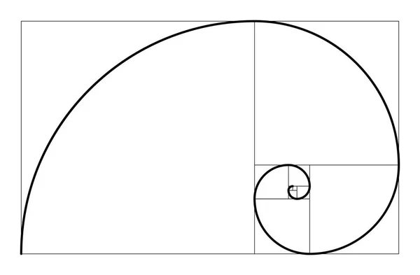 Goldener Schnitt geometrisches Konzept. Fibonacci-Spirale. Vektorillustration. — Stockvektor