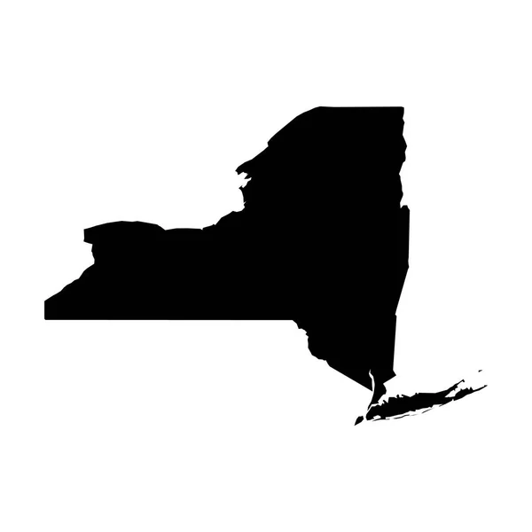 New York, État des États-Unis - carte de silhouette noire solide de la région du pays. Illustration vectorielle plate simple — Image vectorielle