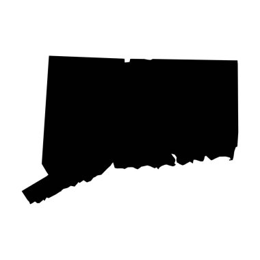 Connecticut, state of USA - solid black silhouette map of country area. Simple flat vector illustration clipart