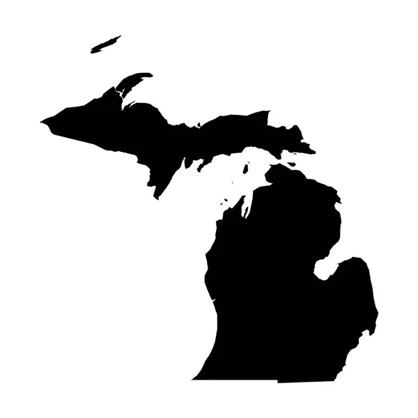 Michigan, estado dos EUA - mapa de silhueta preta sólida da área do país. Ilustração simples do vetor plano — Vetor de Stock