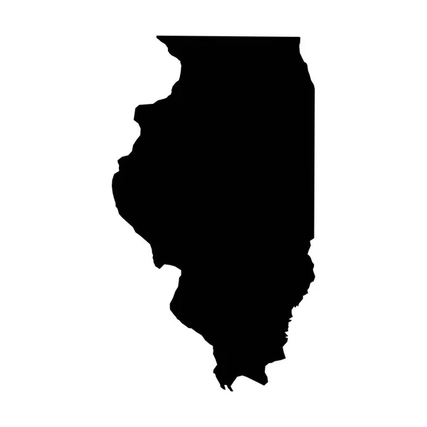 Illinois, staat van de V.s. - effen zwarte silhouet kaart van land gebied. Eenvoudige platte vectorillustratie — Stockvector