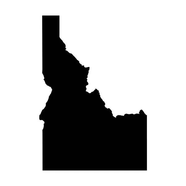 Idaho Estado Silueta Negra Maciza Mapa Zona Del País Ilustración — Vector de stock
