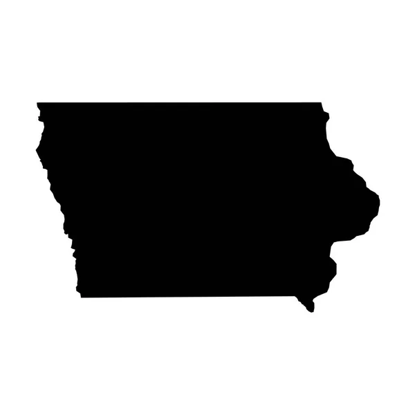 Iowa, staat van de Verenigde Staten - effen zwart silhouet kaart van land gebied. Eenvoudige platte vectorillustratie — Stockvector