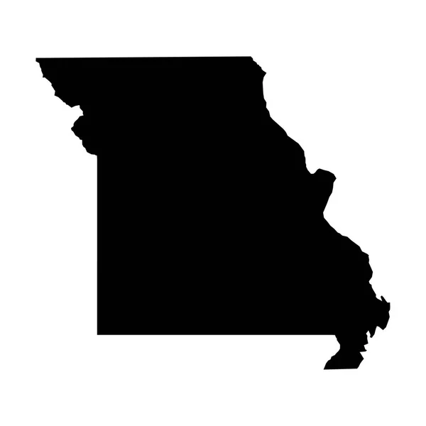 Missouri, staat van de V.s. - effen zwart silhouet kaart van land gebied. Eenvoudige platte vectorillustratie — Stockvector