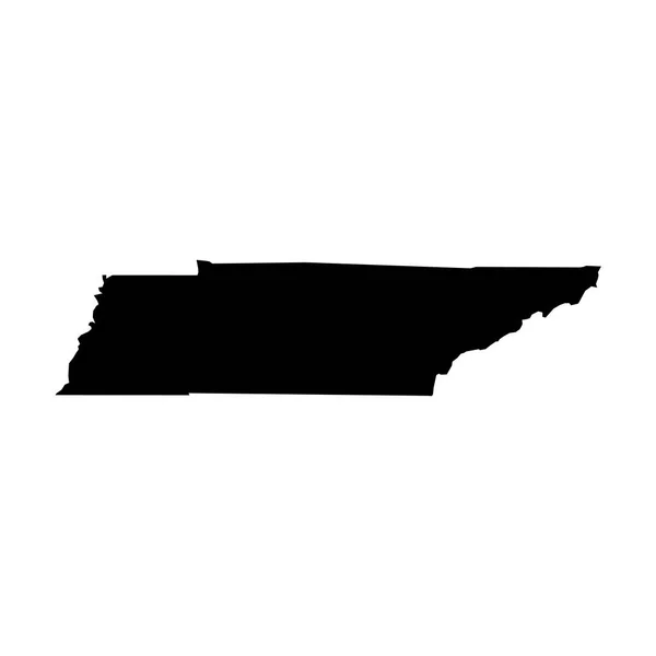 Tennessee, staat van de V.s. - effen zwarte silhouet kaart van land gebied. Eenvoudige platte vectorillustratie — Stockvector