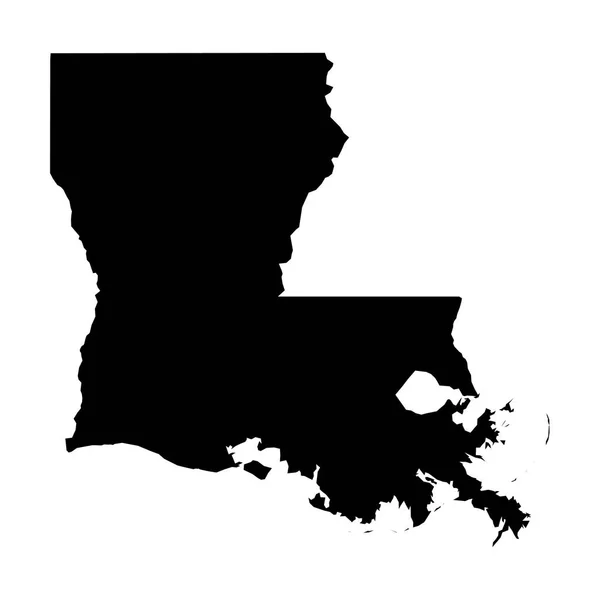 Louisiana, stato degli Stati Uniti d'America - mappa di silhouette nera solida di area di paese. Semplice illustrazione vettoriale piatta — Vettoriale Stock