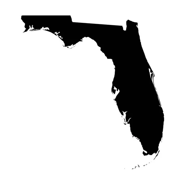 Florida, estado de EE.UU. - silueta sólida mapa negro de la zona del país. Ilustración simple vector plano — Vector de stock