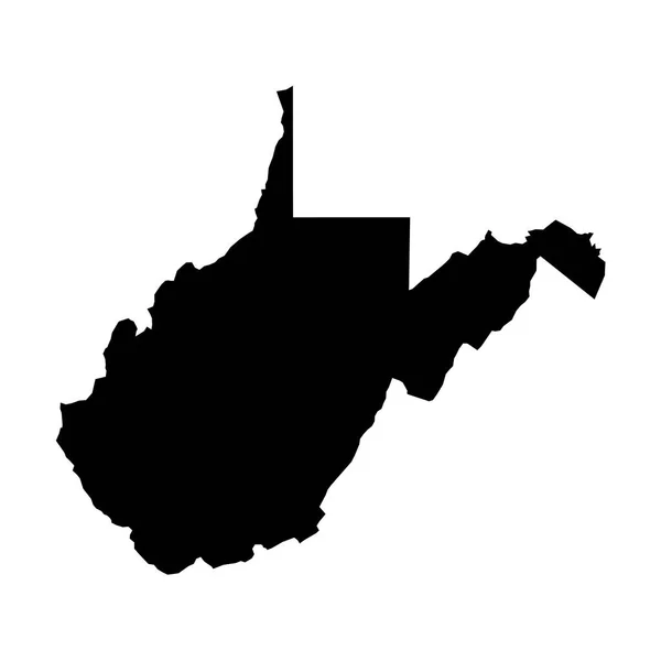 Západní Virginie, stát Usa - solidní černá silueta mapa oblasti země. Jednoduchý plochý vektorové ilustrace — Stockový vektor