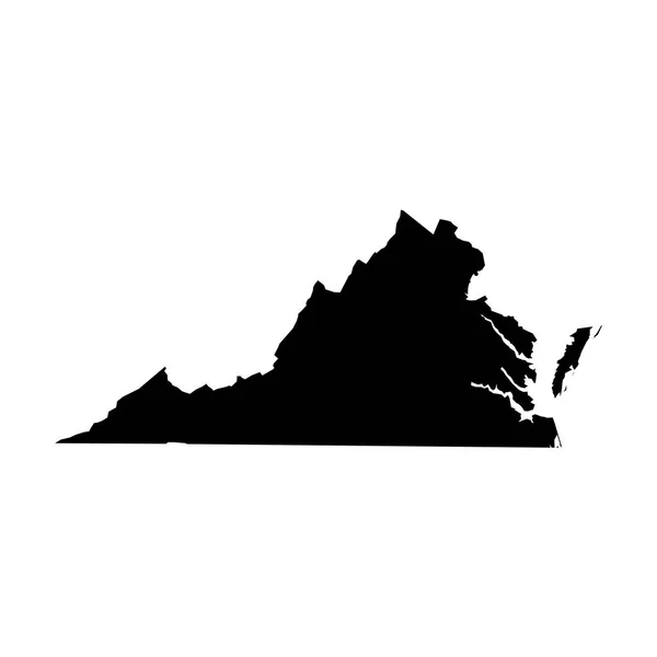 バージニア州の州の田舎の固体黒いシルエット マップ。単純なフラット ベクトル図 — ストックベクタ
