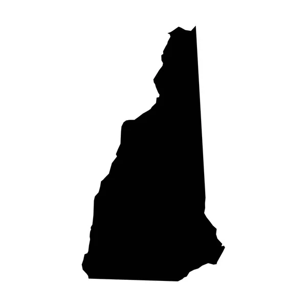 New Hampshire, state of USA - solid black silhouette map of country área (en inglés). Ilustración simple vector plano — Vector de stock