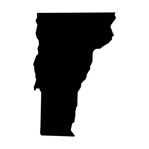 Vermont, staat van de V.s. - effen zwarte silhouet kaart van land gebied. Eenvoudige platte vectorillustratie — Stockvector
