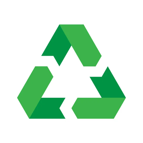 Geri dönüşüm sembolü. Çevresel veya ekolojik sembolü. Basit düz vektör simgesi. Yeşil işareti — Stok Vektör